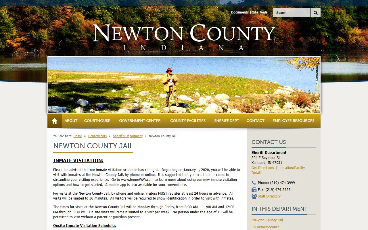 Newton County Jail page for inmate population and jail contact information
